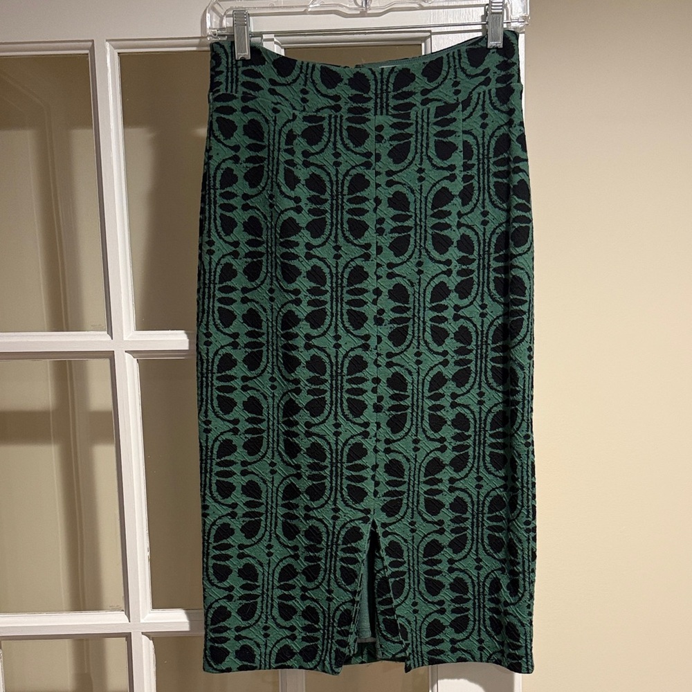Maeve Green and Black Pencil Skirt